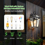 2-Pack Outdoor Wall Lanterns, Black Finish Weatherproof Wall Sconce with Clear Glass Panels, Vintage W1340P239406
