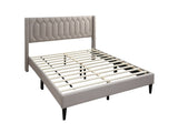 Modern Eye-Catching 1pc Queen Size Bed Light Brown Burlap Fabric Unique Diamond Design Headboard B011P238959