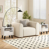 White bedside table with drawers and open shelves 43820483