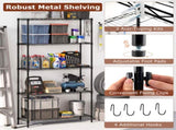 5-Tier Heavy-Duty Metal Wire Shelving, 1250LBS Total Capacity Rack with 250LBS Per Shelf, Black 04462155