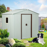 8ft x 4ft Outdoor Metal Storage Shed With window and metal foundation White W54071039