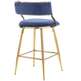 2pcs Thick Corduroy Gold-plated Iron Feet Bar Stool Blue 93452070