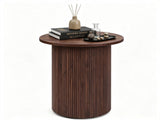 Minimalist Round Pedestal Side Table, Space-Saving Stable Nightstand with Rounded Edges & Anti-Slip 90717001