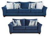 Camero Fabric Pillowback 2-Piece Living Room Set, Sofa and Loveseat, Navy Blue T2574P195446