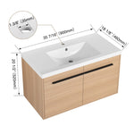 ZUN LEVISTAR Oak 36 Inch Bathroom Vanity with resin Countertop Sink, 2 Doors Bathroom Cabinet Set W1972P165045