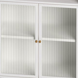 45.28" H Cabinet, Bathroom Floor Cabinet with Glass Door and Shelves, Freestanding Display W757P205953