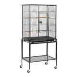 53" Large Flight Bird Cage with Rolling Stand & Storage Shelf for Parrots Lovebird Cockatiel 64100924