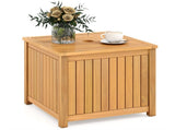Solid Acacia Wood Outdoor Side Table with Umbrella Hole, 2-in-1 Storage End Table for Patio Poolside 86228546