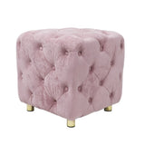 Pink Modern Velvet Upholstered Ottoman, Exquisite Small End Table, Soft Foot Stool,Dressing Makeup W1170103513