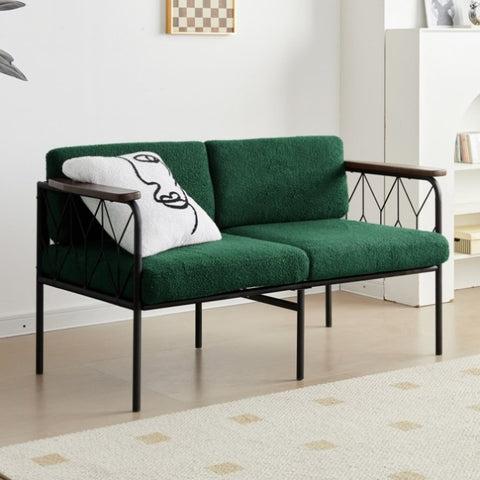 ZUN Cpintltr 47” W Futon Sofa Couch Modern Loveseat Sleeper Sofa Bed with Sturdy Metal Frame Teddy 90785043