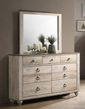Imerland Contemporary White Wash Finish Bedroom Set with Queen Sleigh Bed, Dresser, Mirror, T2574P201577