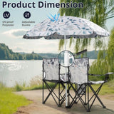 Portable Outdoor 2-Seat Folding Chair with Removable Sun Umbrella Coconut Tree 59226804