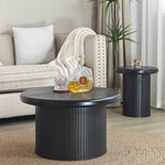 ZUN Modern Round Coffee Table Set – Dual Table Combination with Unique Fluted Table Leg Design, Stylish W2729P199131