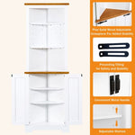 ZUN Corner Cabinet Dresser cabinet barcabinet Corner Bathroom Cabinet with 2 Doors and 3 Tier Shelves W679126462