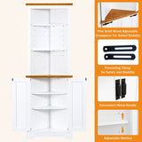 ZUN Corner Cabinet Dresser cabinet barcabinet Corner Bathroom Cabinet with 2 Doors and 3 Tier Shelves W679126462