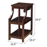 Espresso Side Table with USB Power Dock B062P186478