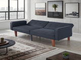 Modern PU Leather Futon Sofa with Tufted Backrest, Adjustable Reclining Couch with Wood & Metal 17372453