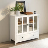 Buffet storage cabinet with double glass doors and unique bell handle W28227723