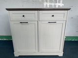 20 Gallon Tilt Out Trash Cabinet Freestanding Trash Bin Cabinet Wood Garbage Recycling Cabinet with W808P379486