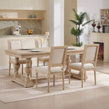 French Country Dining Chairs Set of 2, Upholstered Chairs with T-shaped Back, Wire drawing and W3426P324548