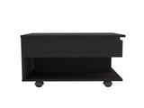 Babel Lift Top Coffee Table 15.3" H, Casters, One Shelf, Black, Living Room B097P407605