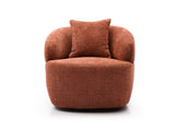 360&deg Swivel Mid Century Modern Curved Sofa, 1-Seat Cloud couch Boucle sofa Fabric Couch, Orange W876P199948