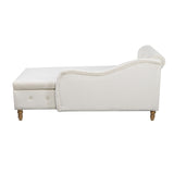 Beige Chaise Lounge Indoor,Velvet Lounge Chair for Bedroom with Storage & Pillow,Modern Upholstered W1170100896