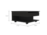 Babel Lift Top Coffee Table 15.3" H, Casters, One Shelf, Black, Living Room B097P407605