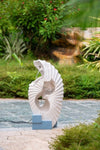 ZUN 16.9x10.2x31.9" White Abstract Water Fountain with Blue Base with Light, for Indoor and Outdoor W2078138947