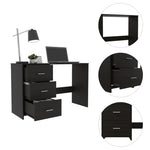 ZUN Ventura 3-Drawer Writing Desk Black Wengue B06280029