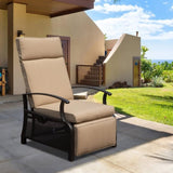 ZUN Adjustable Patio Recliner Chair Metal Outdoor Lounge Chair with Flip Table Push Back, Adjustable W1859P196335