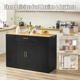 53 inch Large Kitchen Island with Trash Can Storage Cabinet, Islands Table with Drawer and W1820P266160