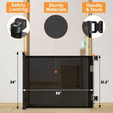 2-Pack Retractable Baby Gate, Mesh Dog Gate for Doorways, Extends up to 55" Wide, 33" Tall Child T3210P293757