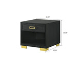 1pc Contemporary Square End Table Storage Drawer Open Shelf Black Gold Finish Metal Pull Knob Living B011P245411