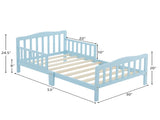 Blue painted pine wood toddler bed with side rails, 135*75*62.5cm, single layer bed for children 23050956