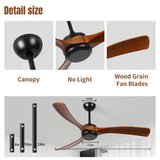 72 Inch wood Ceiling Fan no light with Remote Control, Low Profile Ceiling Fan without W2352P306828