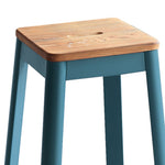 ZUN Natural and Teal Armless Bar Stool with Crossbar Support B062P186544