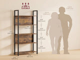 5-Tier Industrial Bookshelf, Slim Storage Bookcase with Steel Frame, Rustic Brown and Black 37752428