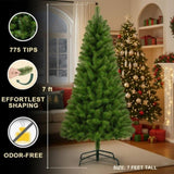 7FT Christmas Tree with 775 Tips Artificial Plant Full PVC Branches Green Unlit Holiday Tree Sturdy 40218551