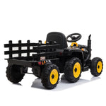 ZUN 12V Kids Ride On Tractor with Trailer, Battery Powered Electric Car w/ Music, USB, Music, LED W2181137524