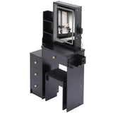 Small Size Left Bedside Cabinet Vanity Table Cushioned Stool, 2 AC2 USB Power Station, Hair dryer W936P202471