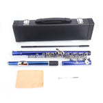 ZUN Cupronickel C 16-Key Closed Hole Concert Band Flute Blue 28222349