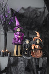 ZUN Set of 3 19"H Halloween Witch Decor, Purple/Orange/Black W2078P235723