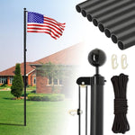 ZUN Flag Pole Kit for Outside House in Ground, 25FT Sectional Aluminum Extra Thick Flagpole, 5x3 US 38173656