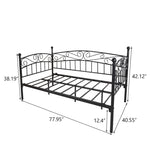 ZUN Metal Daybed Frame Multifunctional Mattress Foundation/Bed Sofa with Headboard, Twin, Black W840100846