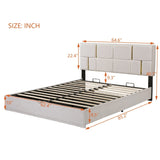 Queen Size Upholstered Platform Bed with Hydraulic Storage System,No Box Spring Needed,Beige N733P207778A
