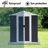 5X3 Feet Dark Grey Outdoor Storage Shed With Aluminum Alloy Frame With Base W2794P281547