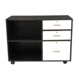 ZUN Wood File Cabinet with 3 Drawer and 2 Open Shelves Office Storage Cabinet with Wheel Printer Stand, 20642769