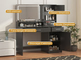 Vanity Desk with Mirror and LED Light Strip,Dressing Table with Large Drawer, 3 Level Storage W2386P389996