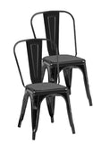 ZUN 2pc Modern High Gloss Black Metal Dining Room Kitchen Bar Chairs Contemporary Aesthetic 18-inch Seat B011P238550